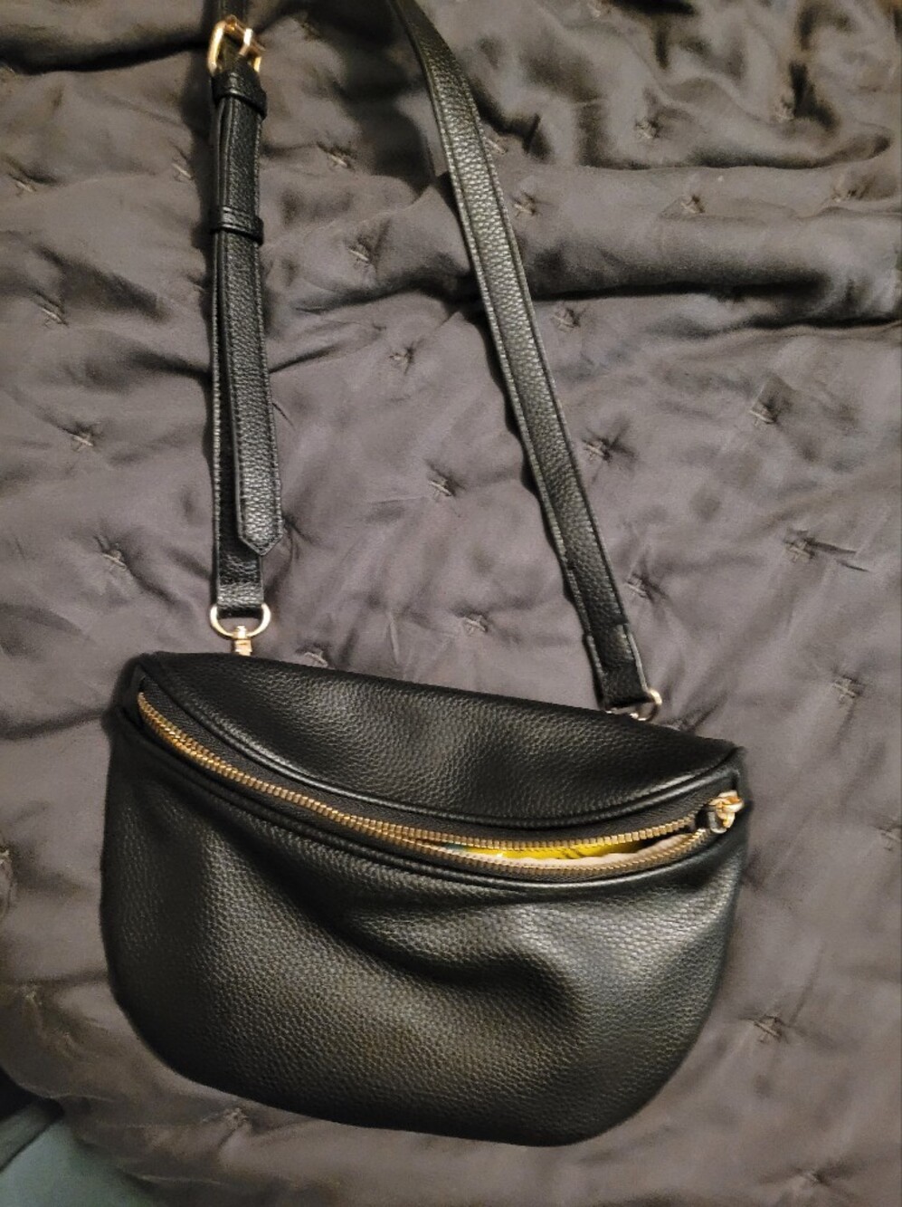Vegan Leather Belt Bag - Black